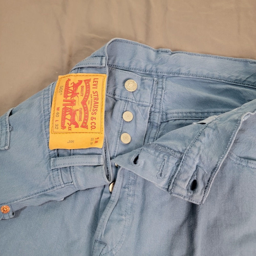 Levi's‎ 501 Button Fly Jeans Men's 40x32 Sky Blue Orginal Fit Straight Leg